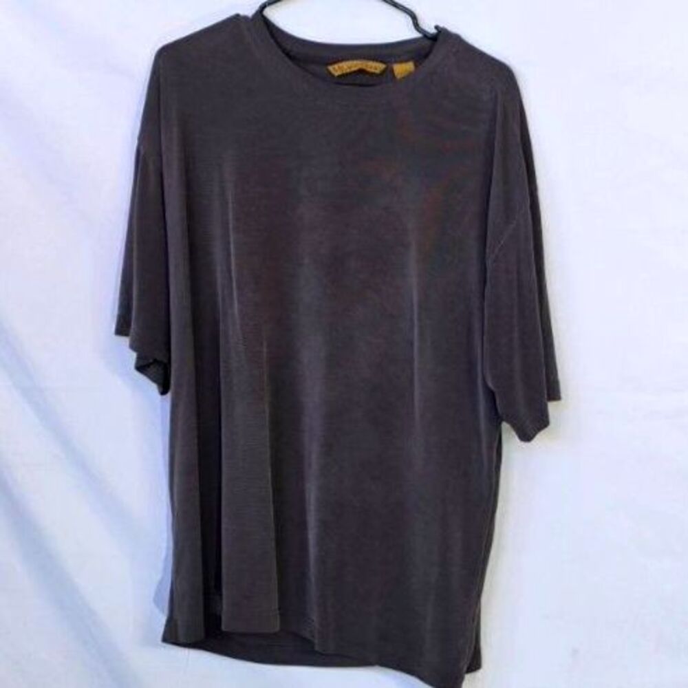 #0398 Milano Uomo Vintage Textured Micro-Mesh Crewneck T-Shirt Charcoal Gray XL